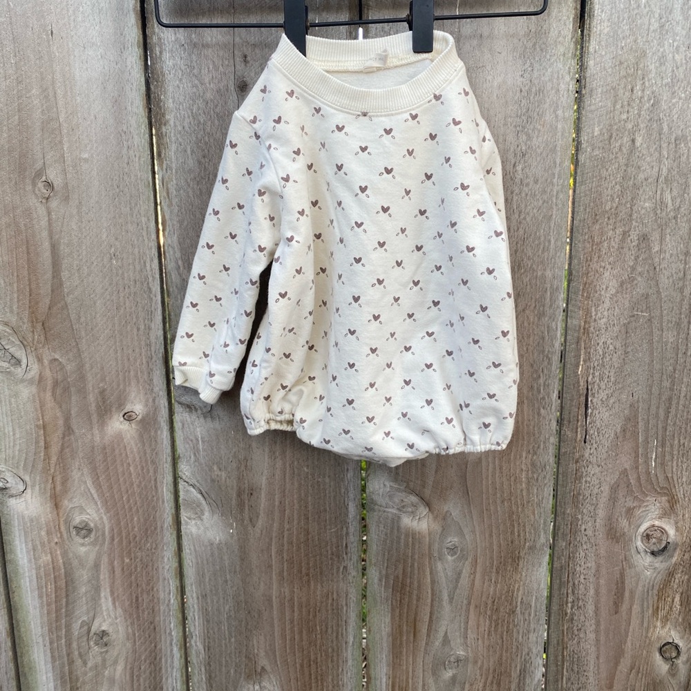 Quincy Mae Bubble Fleece Romper - Hearts 6-12 months